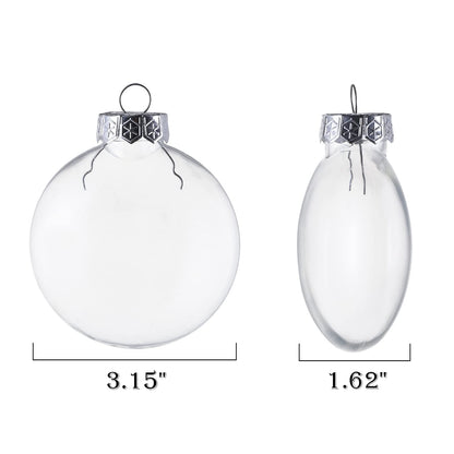 Kingrol 15 Pack Ornament Discs, 3.15 Inch Clear Plastic Fillable Ornament Ball for DIY Craft Projects, Christmas, Wedding, Party, Home Decor