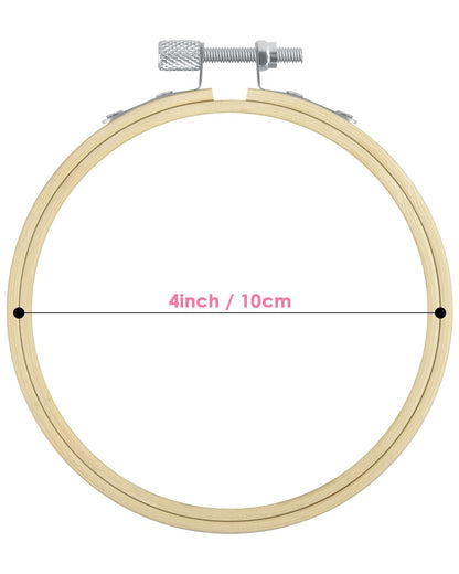 TINDTOP 16 Pieces 4 inch Embroidery Hoops, Bamboo Frame Circle Cross Stitch Hoop Ring Embroidery Hoops Set for Embroidery and Cross Stitch