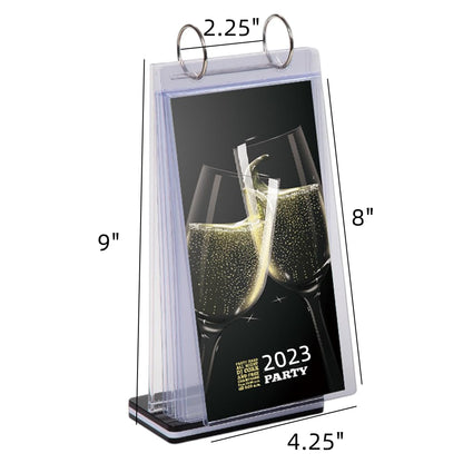 Rikyo Acrylic Sign Holder,Table Card Multi-Page Flip Display 6 Pages-12 Sides,T Shape Double-Sided Desktop Display Holder for Restaurants,Wedding,Photo Frames,Store,Promotions (Vertical-10x20cm)