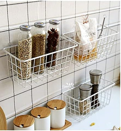 Hanging Kitchen Baskets Adhesive Sturdy Wire Storage Baskets