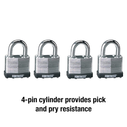 Master Lock 1803Q Fortress Outdoor Padlock with Key, 4 Pack Keyed-Alike