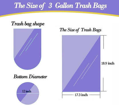 3 Gallon 120pcs Small black Trash Bags Plastic Strong black Garbage Bags