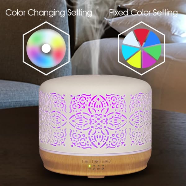 Earnest Living Essential Oil Diffuser White Ceramic Diffuser 100 ml Timers Night Lights and Auto Off Function Home Office Humidifier Aromatherapy Diffusers for Essential Oils