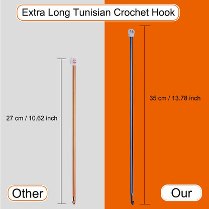 Aeelike 3pcs Extra Tunisian Long Crochet Hooks 4.0 mm (Size G), 5.0 mm (Size H) and 6.0 mm (Size J), Lightweight Aluminum Afghan 13.78 inches Long Crochet Needles for Crocheting Beginners