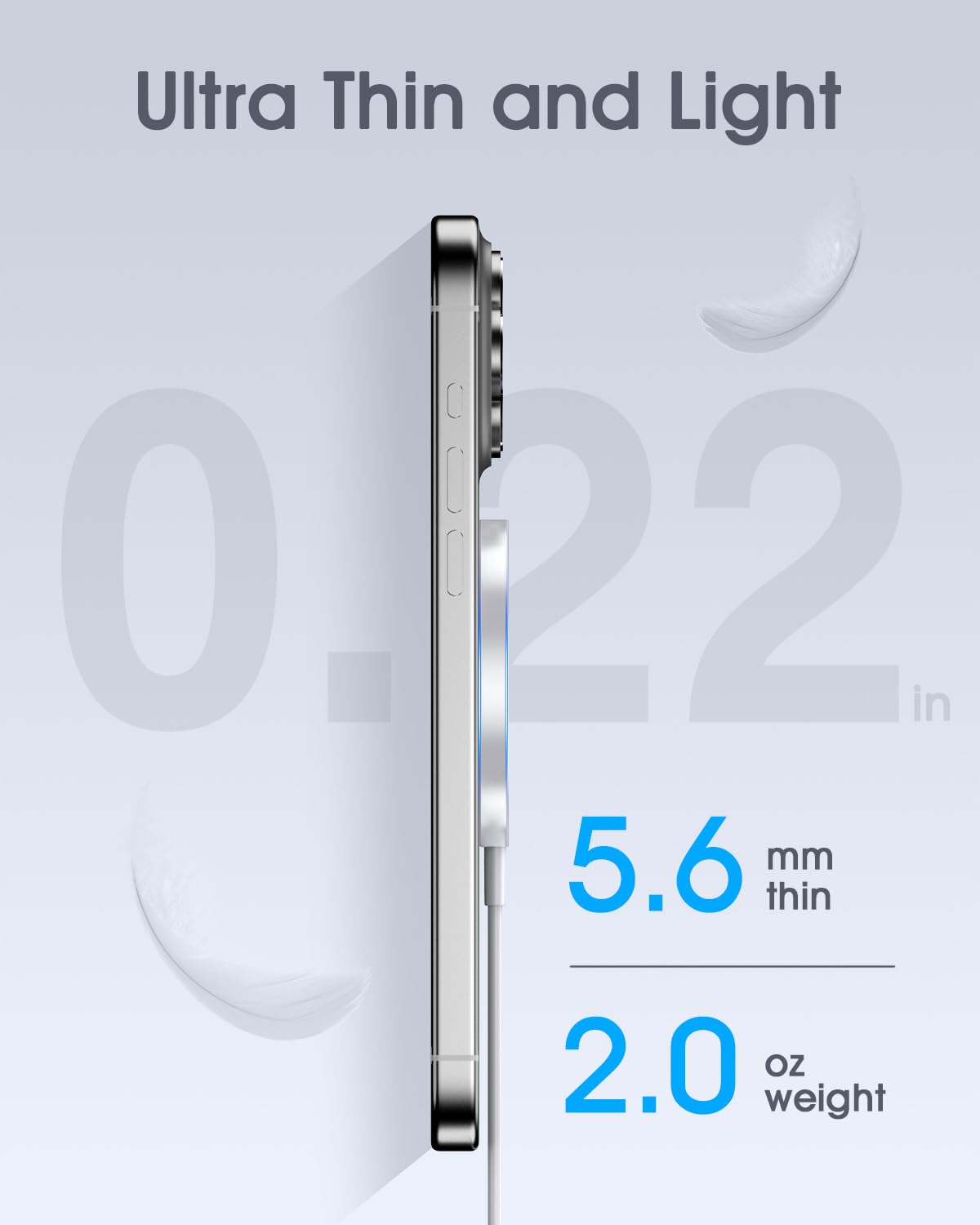 WRVVR for Apple Mag-Safe Charger 2 Pack, Magnetic Wireless Charger for iPhone 16 15 14 13 12 Pro Max Plus mini, 15W Fast Charging Pad, for Airpods 4/3/2/Pro, Strong Magnet, Silver