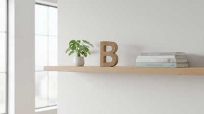 8" Decorative Solid Block Wooden Letters Alphabets Words Natural Finished Wood Freestanding Shelf or Tableware Childrens Baby Names Initials for Bedroom Wedding Birthday Party Home Decor (Letter B)
