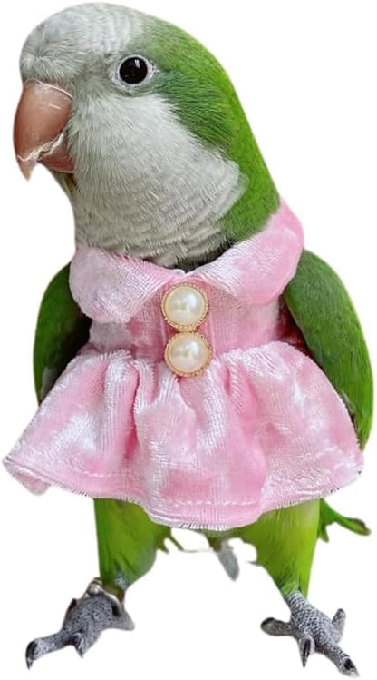 Bird Costume Bird Diaper Flight Suit Parrot Velvet Fleece Skirt Clothes Cosplay Photo Prop for Conure Lovebird Parakeet Cockatiel Macaw Small Animals Apparel (Pink,Sulphur-Crested Cockatoo)