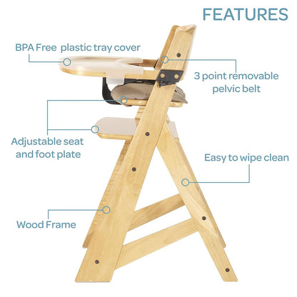Keekaroo Height Right High Chair with Tray, Natural