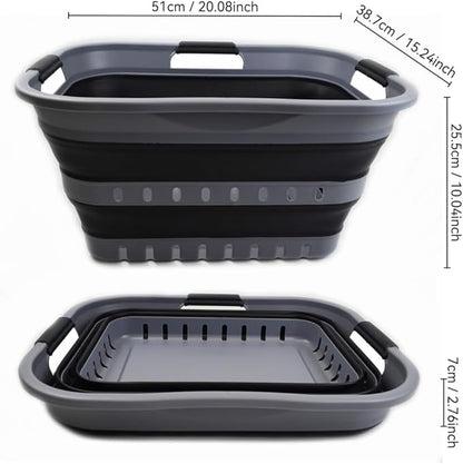 SAMMART 30L Collapsible 3 Handled Plastic Laundry Basket