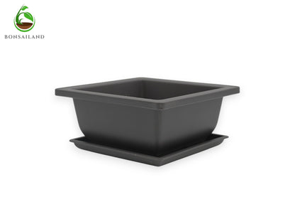 Bonsai Training Containers with Humidity Trays, 6.5 Inch Square Plastic Planter Pots for Garden, 3 Pack for Succulents, Small Flowers and Plants