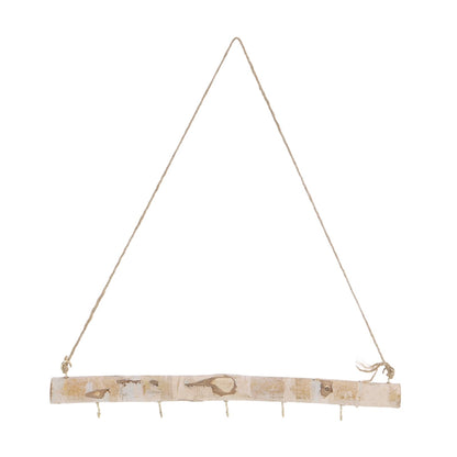 MECCANIXITY 15'' Driftwood Wall Hanging, Driftwood Jewelry Hanger Decorative Branches with 5 Hooks for DIY Art Crafts Wall Hanging Woven, Style 3