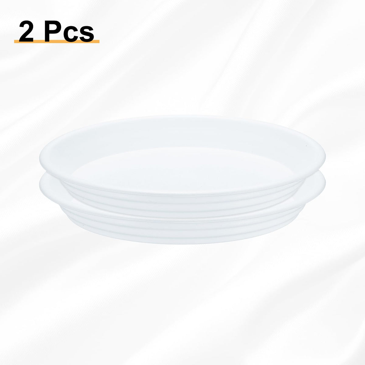 HARFINGTON 2pcs Plastic Plant Saucer 9.5" Round Drip Trays Flower Pot Saucers Flower Base Bottom Drainage Tray for Indoors Outdoors Planters, Pearl White