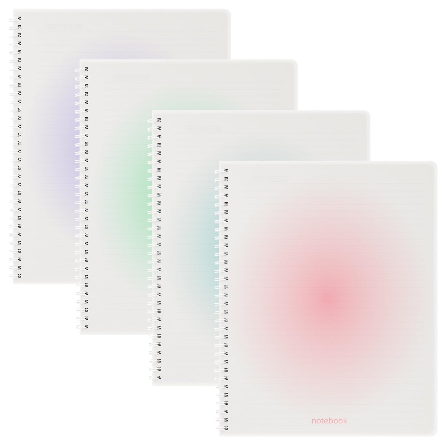 Spiral Notebook A4 College Wide Ruled Notebooks 4 Pack 8.5" x 11" Journaling Notebooks 140 Pages 100GSM Gradient Small Lined Notebooks Waterproof PP Cover for Note Taking for Work School Business Travel