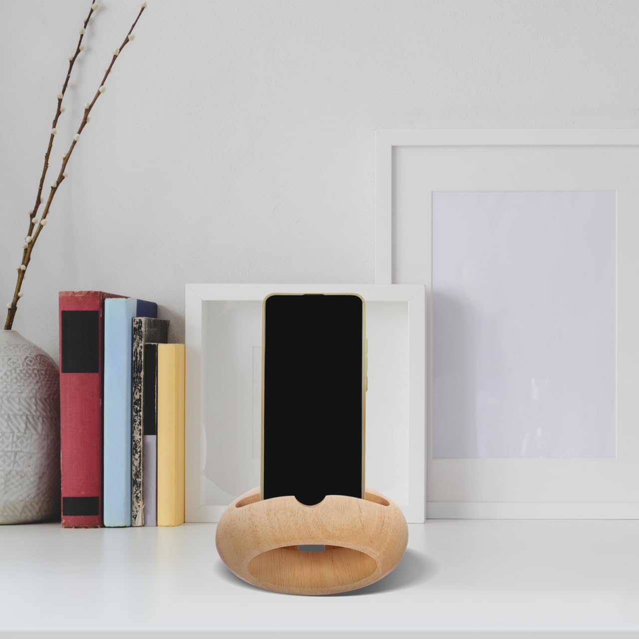 IMIKEYA Sound Amplifying Phone Stand Wooden Cellphone Holder Smartphone Stand Deep Sound Desktop Smartphone Bracket Echo Resonance Principle