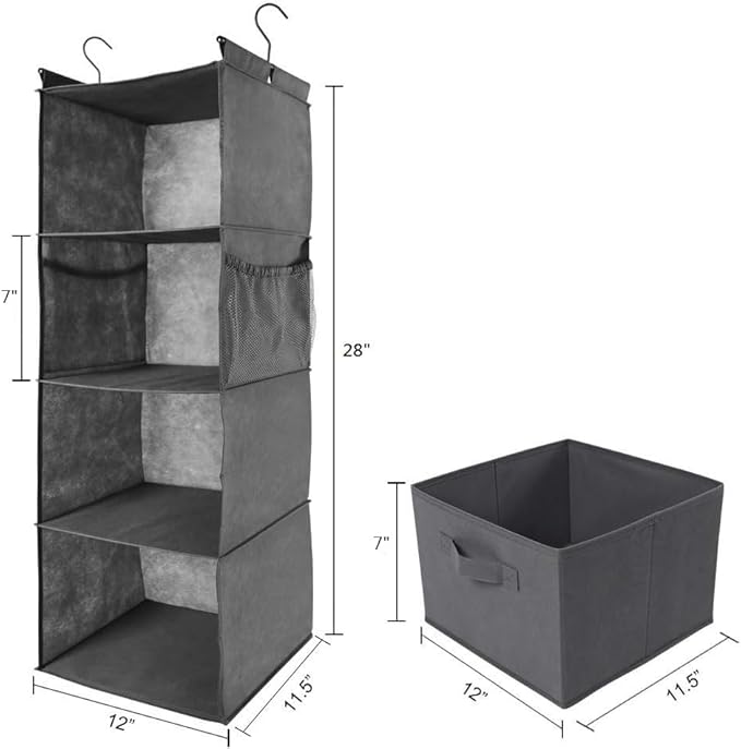 MAX Houser 4-Shelf Hanging Closet Organizer, Space Saver, Cloth Hanging Shelves