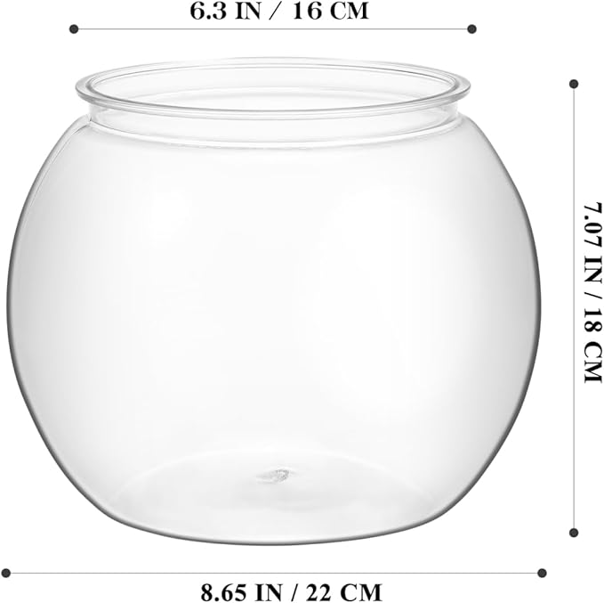 Mipcase 1.5 Gallon Clear Plastic Fish Bowl Round Desktop Fish Tank for Home Office Garden Decoration Small Ornamental Aquarium