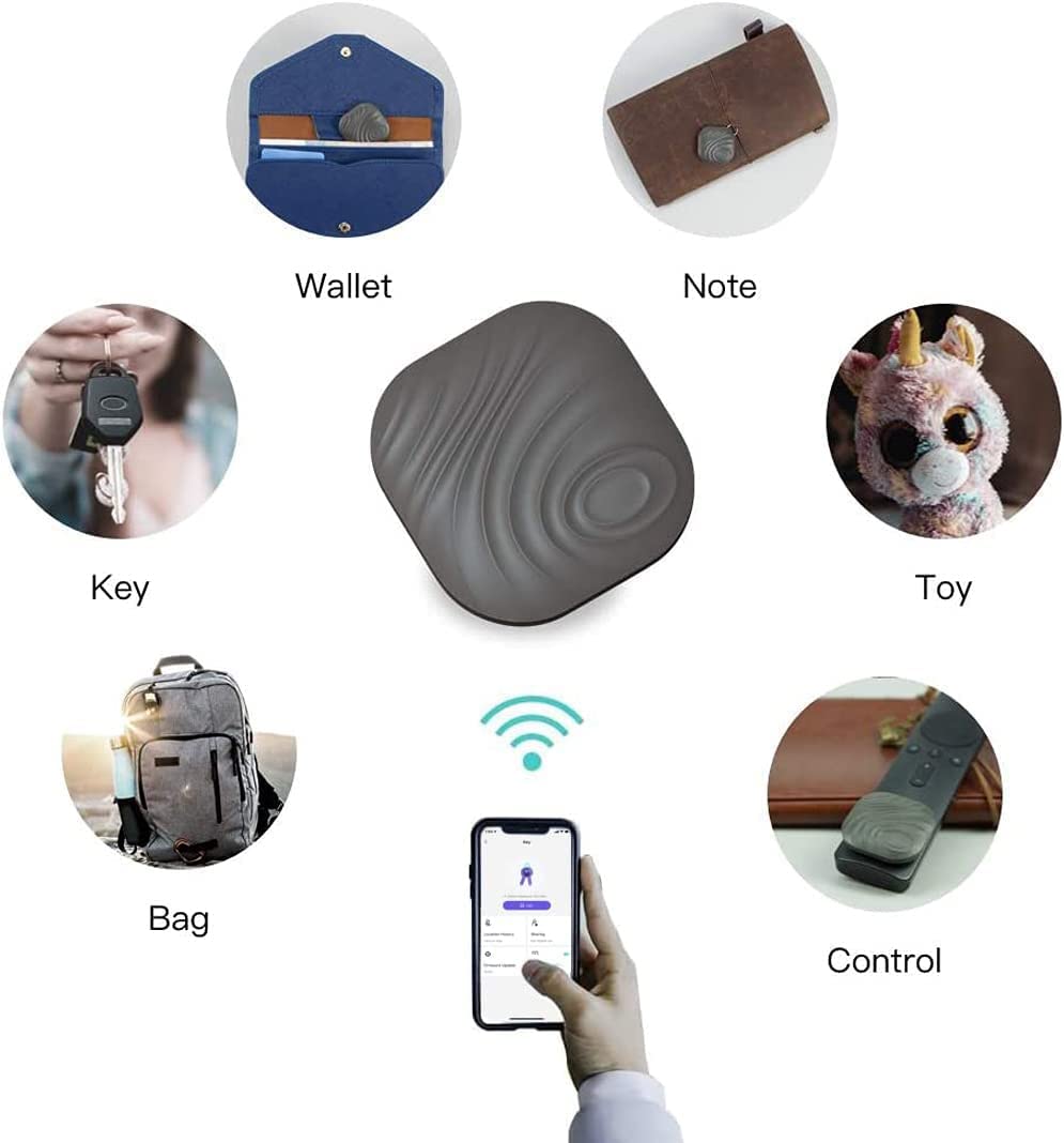 Nutale Findthing Key Finder Smart Tag 4-Pack - Bluetooth Tracker Item Locator with Key Chain - Both iOS and Android Compatible for Keys Pet Wallets Backpacks and Tablets (4-Coffee)