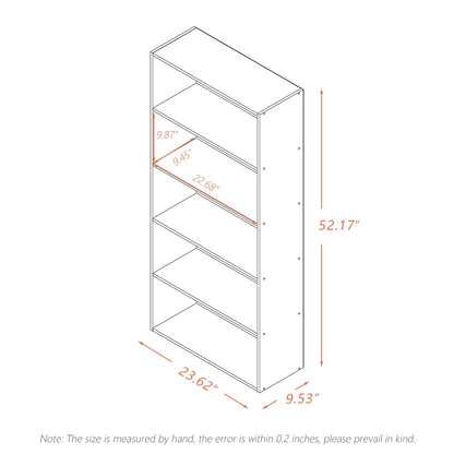 NELYE Basic Open Shelf Bookcase - 5-Tier Wooden Cube Storage Shelves Split Bookshelf, White