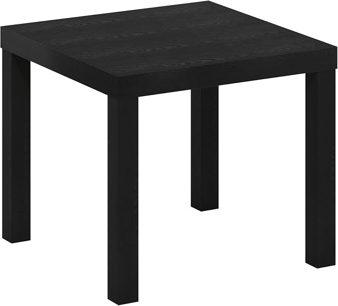 Furinno Classic Side Table, Square Modern End Table with 1.8 Thick Tabletop, Simple Night Stand, Bedside Table, Toolless Assembly, for Living Room, Bedroom, Classic Black