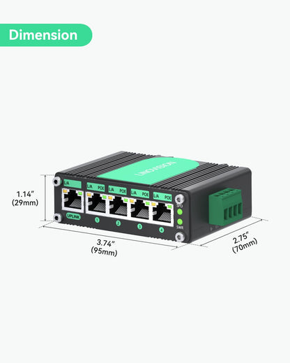 LINOVISION Industrial 5 Ports Gigabit 12V PoE Switch, Solar Powered Switch Support DC 9–54V Input to 48V PoE Output, 4 x IEEE 802.3af/at Ports 30W @120W, IP40 for Solar Power/RV Truck/VoIP Systems