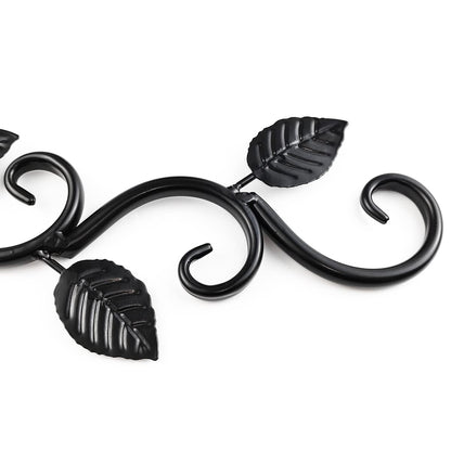 TIHOOD 2PCS Wall Hook Hanging Plant Brackets, Metal Plant Bracket Iron Wall Mount Leaf Black Hangers for Hanging Bird Feeders, Lanterns, Wind Chimes, Planters, Outdoor Decoration Hooks