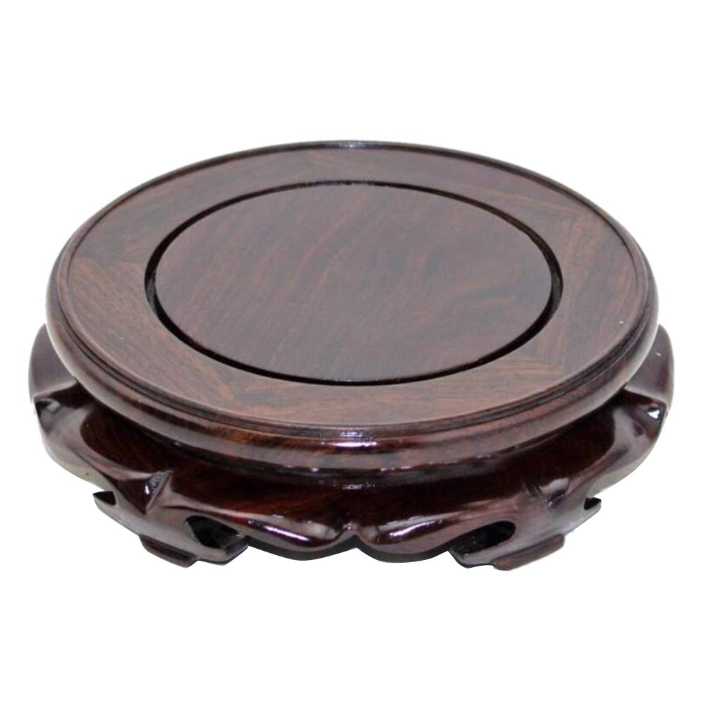 EIGXIANHAI Oriental Furniture Wooden Display Stand Base Lotus Pedestal Vase Base Table Lamp Teapot Base Black Catalpa Furniture Stable Home Decoration Size6 (4.37x1.38in)