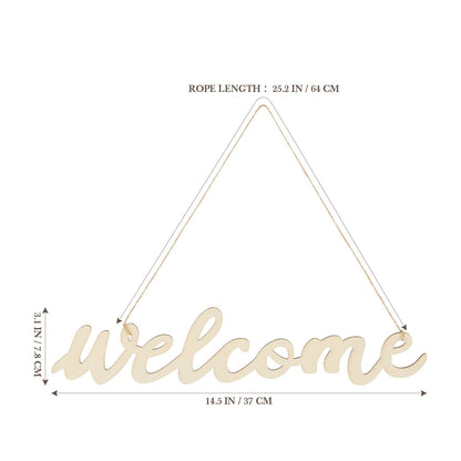 5pcs Wooden Welcome Cutout, Welcome Letters for Wood Sign, for Home Porch Restaurant Bar Decor 14.56 Inch Durable Wall Hanging Ornament