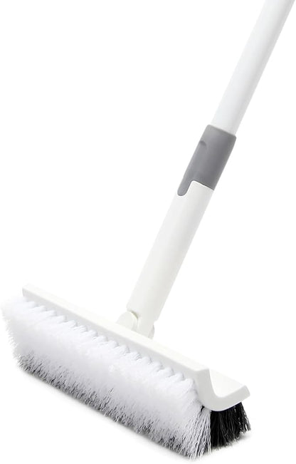 Floor Scrub Brush with Long Handle, Double-Sided V-Shaped Deck Brush, Grout