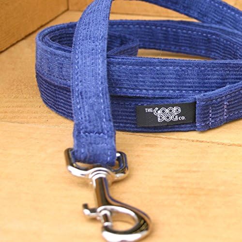 The Good Dog Company- Hemp Corduroy SIX FT Dog LEASHES Available in 9 Colors (Rust, Marigold, Bronze, Avocado, Blue, Plum, Pink, Red, Black) Sold in 1”, ¾”, ½” Widths (1 Inch Width, Blue)