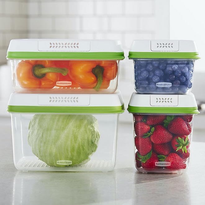Rubbermaid FreshWorks Produce Saver, Medium and Large Storage Containers