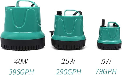 Upettools Submersible Water Pump, Ultra Silence Circulation Multifunctional Water Pump with Handle For Pond, Aquarium, Hydroponics, Fish Tank Fountain with 4.6ft (1.4M) Power Cord(220GPH,25W) Green