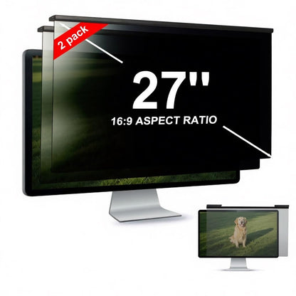 EliWhale [2 PACK] 27 Inch Removable Hanging Computer Privacy Screen for 16:9 Widescreen Monitor, Matte, Anti-Glare, Bluelight Block, Eye Health Protection, Size: 613 * 370mm