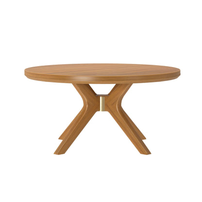 Plank+Beam Verso Round Coffee Table, 36 Inch Cross Leg Coffee Table, Modern Mini Center Tables for Small Spaces, Small Living Space Tea Table, Pecan