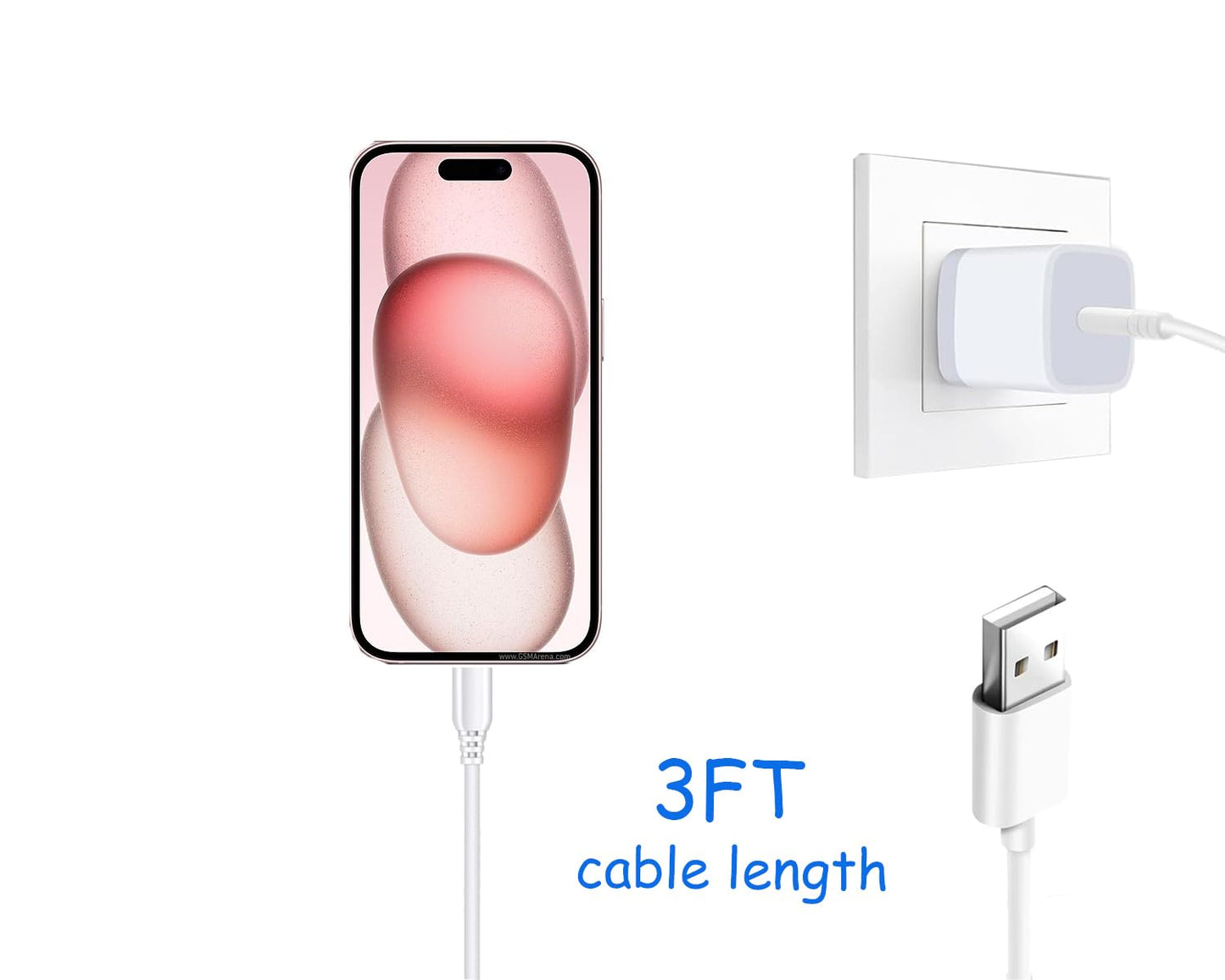 Car Carplay Cable for iPhone 15 16 15 Pro Max 15 16 Plus Cable, USB A to USB C for Carplay USB C Cord, iPad USB C Cable iPad Pro iPad Air 5th 4th Mini 6th Gen Car Charger Cable Cord Replacement 3FT