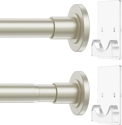 CorkLatta Nickel Shower Curtain Rod,1 Inch Diameter Stainless Steel Adjustable Spring Tension Rods 32 to 80",with Holders,Anti-Slip,Curtain Rods No Drilling(1 Pack)