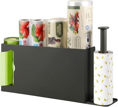Picowe Large Wall Mount Kitchen Wrap Organizer Rack, Metal Aluminum Foil Organizer, Cabinet Storage Holder for Kitchen, Aluminum Foil, Cling Film, Paper Towel (Grey)