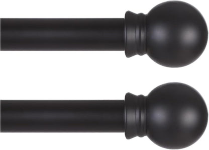 Thestoa 2 pack Black Curtain Rods for Windows 48 to 92 inch, Adjusts Length by Splicing, 5/8" Diameter Matte Black Small Curtain Rods for Bedroom, Living Room, Kitchen, Outdoor, Farmhouse