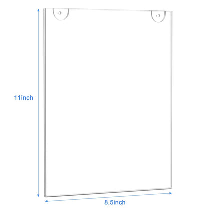 Ludery Acrylic Sign Holder 8.5 x 11 Vertical, Wall Mount Document Holder, Clear Plastic Picture Frame with Tape Adhesive and Screws for Office, Home, Store, Restaurant - 6 Pack
