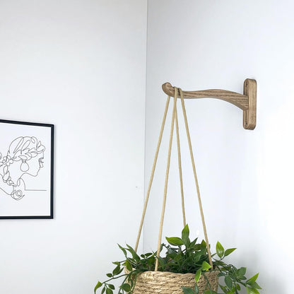 EvenWood Wooden Wall Plant Hanger for Plants - Wood Indoor Plant Hook for Wall Plant, Wind Chimes, Flower Brackets - Durable Bracket Plant Hanger (KO1)