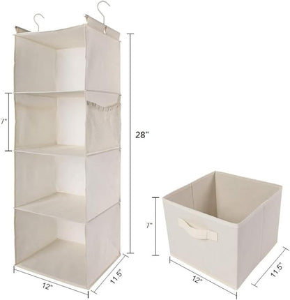 MAX Houser 4-Shelf Hanging Closet Organizer, Space Saver, Cloth Hanging Shelves
