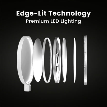 LUME CUBE Edge 2.0 LED Desk Lamp | Dimmable Home Office Desk Light with USB Charging Port & Strong Swing Arm | Adjustable Color Temperature and Brightness | Circle Webcam Light - White