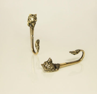 TUTURA LUTSS Bear (Paw) Decorative Hanging Brass Metal Wall Hook. Handmade. for Living Room Bathroom Badroom Kids Room. Rack Hangers. Home Interior Design