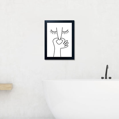Bathroom Picture Wall Decor, Framed Black and White Bathroom Wall Art, Toilet Paper in Little Funny Raccoon's Hand Animal Canvas Print Painting