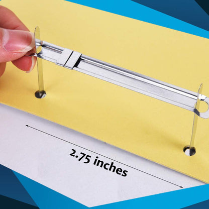 OLYMPX 50 Pcs of 3.5” Capacity Premium Metal Prong Paper Fastener Complete Set, 2.75 Inch Base with Standard 2-Hole Punch Compressor for Paper File Folder, 50 per Box