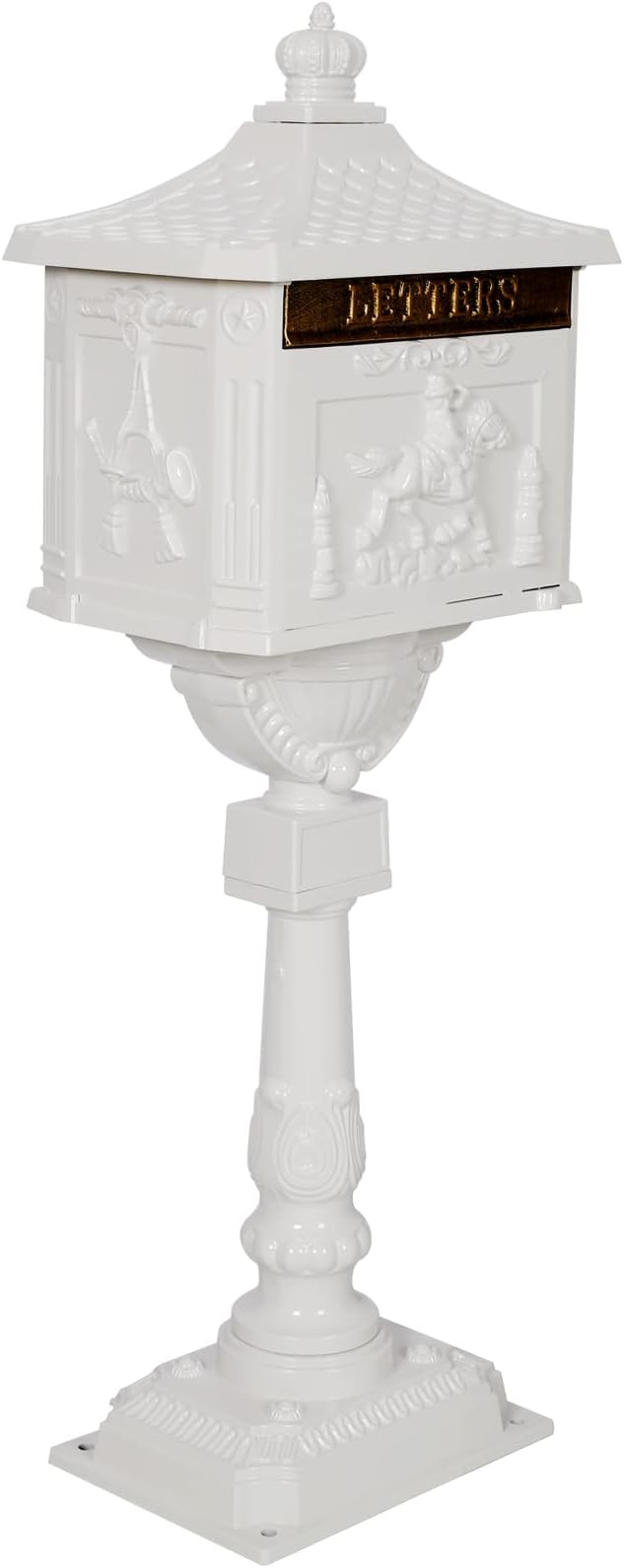 Mailbox, Heavy Duty Cast Aluminum Postal Box, Mail Box with 2 Keys for Courtyard Villa Decoration - White