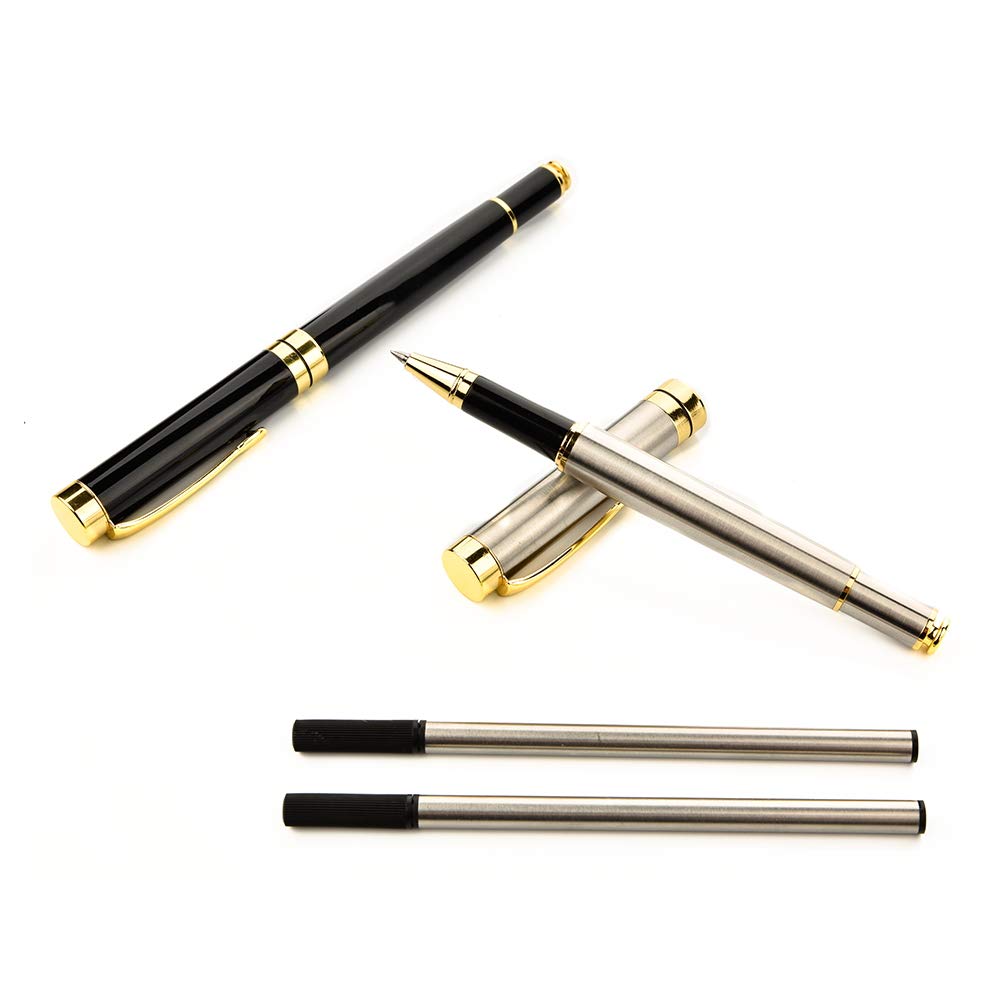 iMeaniy Luxury Ballpoint Pen Writing Set,Elegant Fancy Pens for Signature Colleague Students Boss,Executive Nice Pens for Business Birthday with Gift Box,2 extra 0.5 mm refill(2 pens)