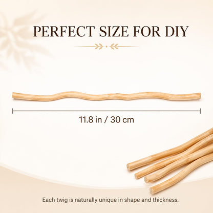 HOMSFOU 50Pcs Natural Wavy Wood Sticks - 11.8 Inches Curly Twigs for Crafts, Vase Filler, Bouquets, Photo Props & Wedding Props