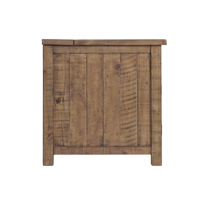 Martin Svensson Home Monterey Chairside Table - Natural - Coastal Multi-Use Table with Charging Station and Drawer for Bedroom or Living Room
