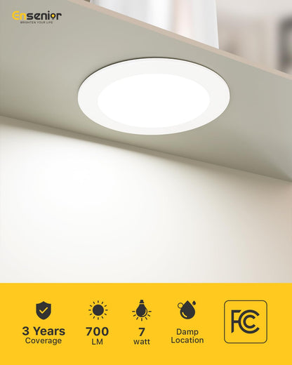 Ensenior 4 Inch LED Can Lights 12 Pack, Dimmable, 5CCT 2700K-5000K, 7W=77W, IC & Damp Rated