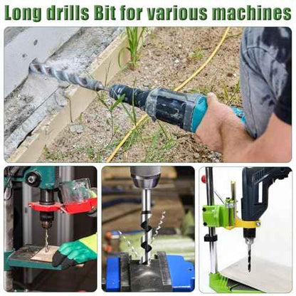 6Pcs Long Auger Drill Bit Set for Wood,Fast Drilling, Carbon Steel Extra Long Bit, Multi-Size 1/4", 3/8", 1/2", 5/8", 3/4", 7/8" Hex Shank Auger Drill, Suitable for Hard and Soft Wood